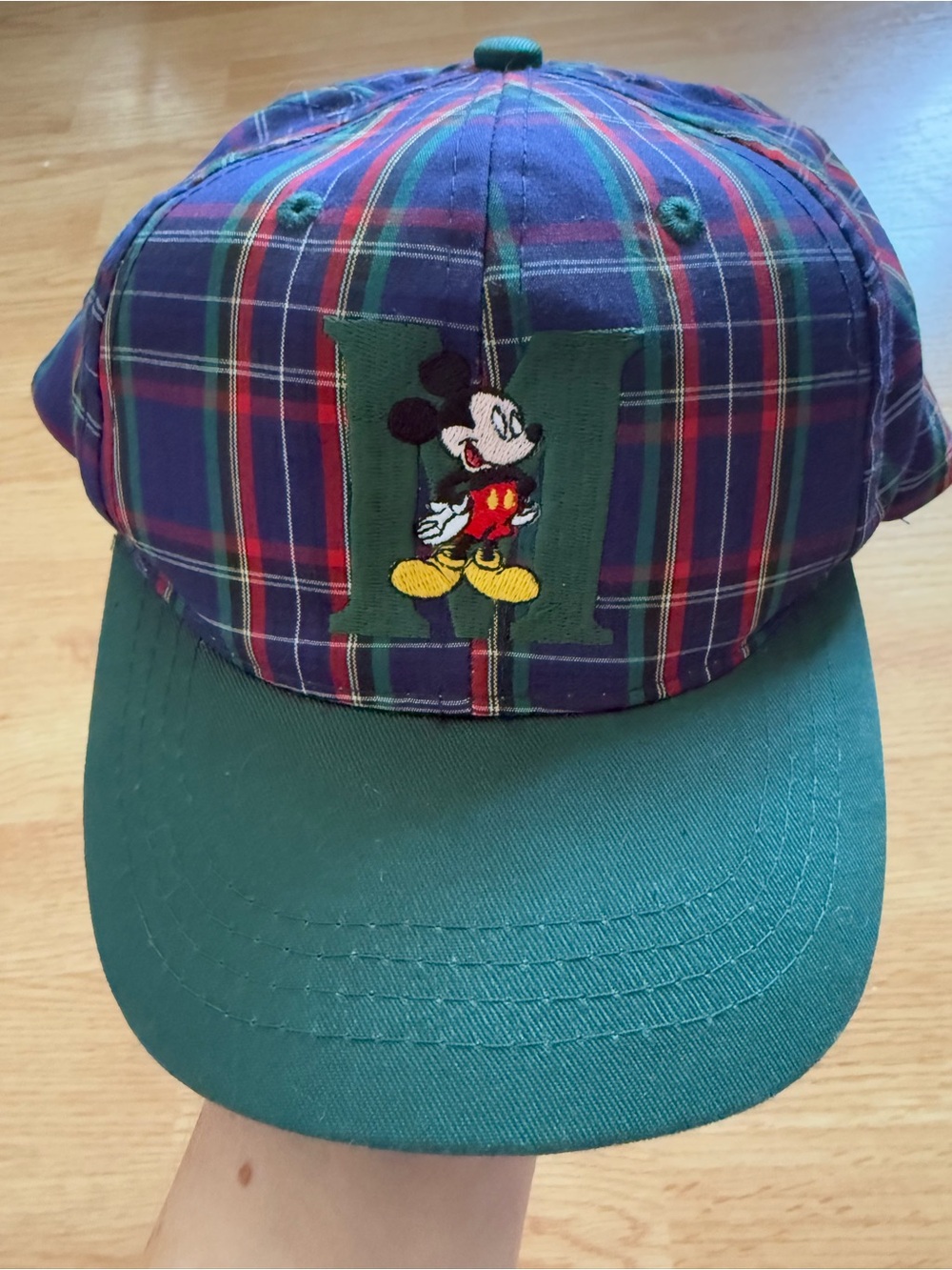 Vintage 90s Disney Mickey’s Stuff for Kids Plaid Snapback Hat - Excellent Condit